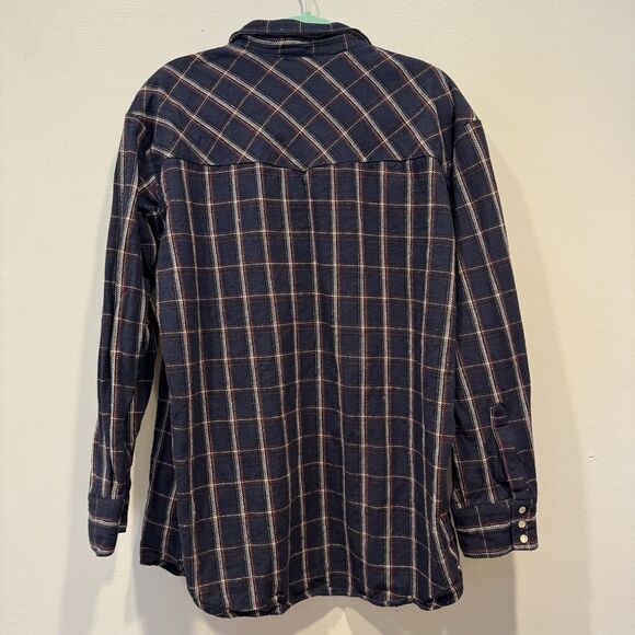 Vintage Big Mac Pearl Snap Flannel Shirt Navy Plaid 100% Cotton Western Mens XLT - Picture 6 of 7